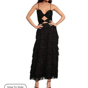 Long Gianni Bini Dress with cutouts, Size 0